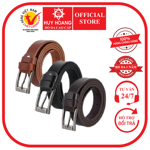 Dây thắt lưng nữ da bò bát gài Huy Hoàng màu da, đen, nâu HD5147-48-49