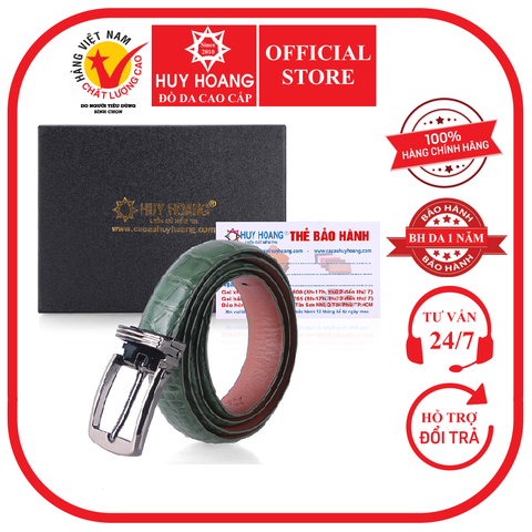 Thắt lưng nữ da cá sấu Huy Hoàng màu xanh navy HD5213