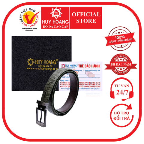 Thắt lưng nữ da đà điểu 2,5P màu xanh rêu HD5405
