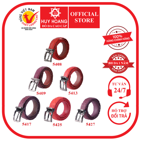 Thắt lưng nữ da đà điểu cao cấp 2,5P màu đỏ, tím HD5408-09-13-17-25-27