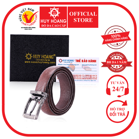 Thắt lưng nữ da đà điểu 2,5P màu nâu đỏ HD5410