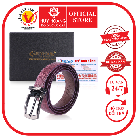 Thắt lưng nữ da đà điểu Huy Hoàng 2,5P trơn màu tím HD5417
