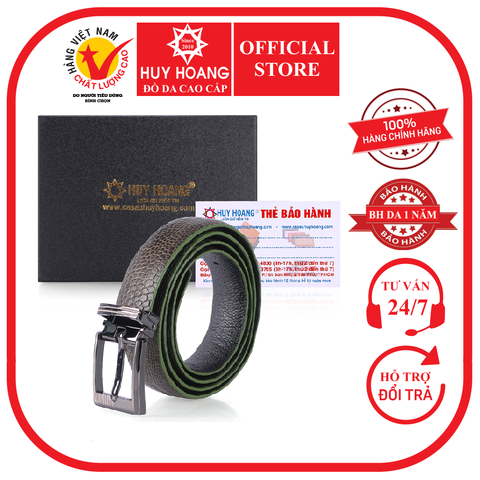 Thắt lưng nữ da đà điểu trơn 2,P màu xanh rêu HD5419