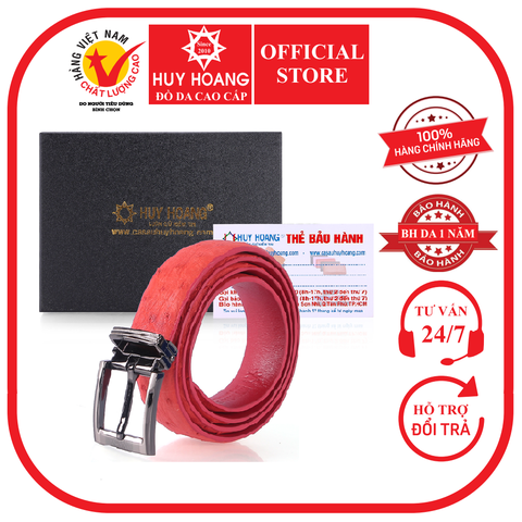 Thắt lưng nữ da đà điểu Huy Hoàng da hột 2,5P màu đỏ HD5425