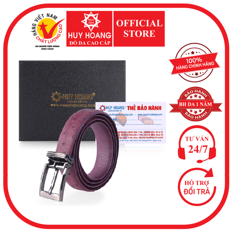 Thắt lưng nữ da đà điểu Huy Hoàng da hột màu tím HD5427
