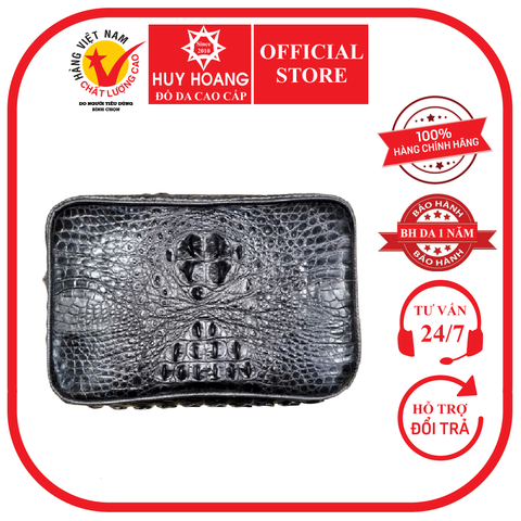 Clutch xách tay da cá sấu gù màu đen HD6243