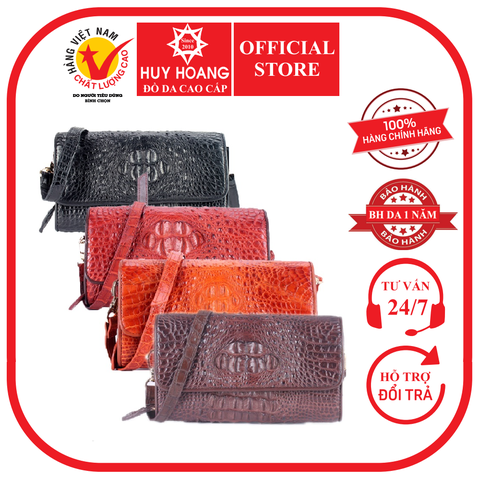 Túi đeo nữ da cá sấu màu đen, nâu đỏ, vàng bò, nâu đất HD6255-56-57-58