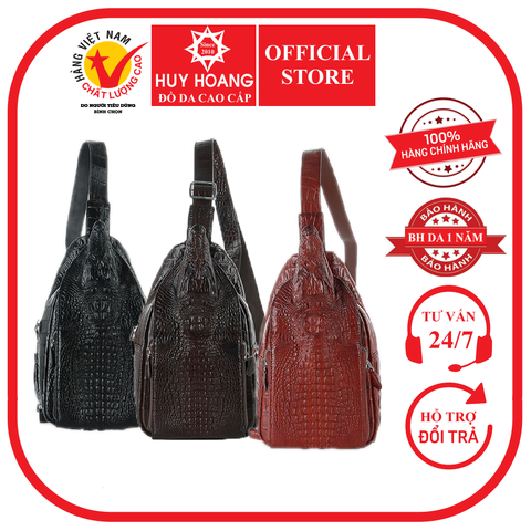 Túi đeo trước nam đầu cá sấu màu đen, nâu đất, vàng bò, nâu đỏ HD6289-90-91-92