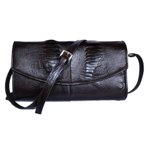 Túi đeo da đà điểu Huy Hoàng da chân màu nâu đất HD6415