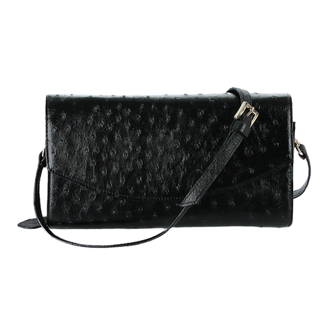 Túi xách nữ da đà điểu đeo chéo màu đen HD6430