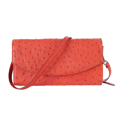 Túi xách nữ da đà điểu đeo chéo màu đỏ HD6434