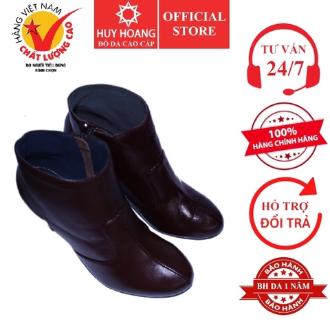 Giày boot nữ Huy Hoàng da bò màu nâu HD7036