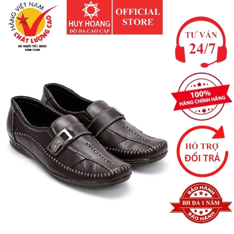 Giày mọi nam Huy Hoàng da bò màu nâu đen HD7114