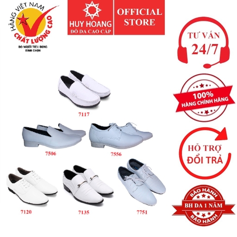 Giày nam da bò nhiều loại màu trắng HD7117-7120-7135-7506-7556-7751