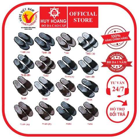Dép nam da bò Huy Hoàng nhiều loại nhiều màu HD7140-51