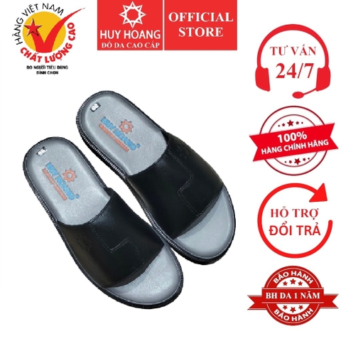 Dép nam Huy Hoàng quai ngang màu đen HD7144 (B)