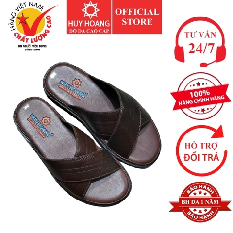 Dép nam Huy Hoàng quai xéo màu nâu HD7149 (B)