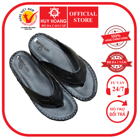 Dép kẹp nam Huy Hoàng vân cá sấu màu đen HD7152