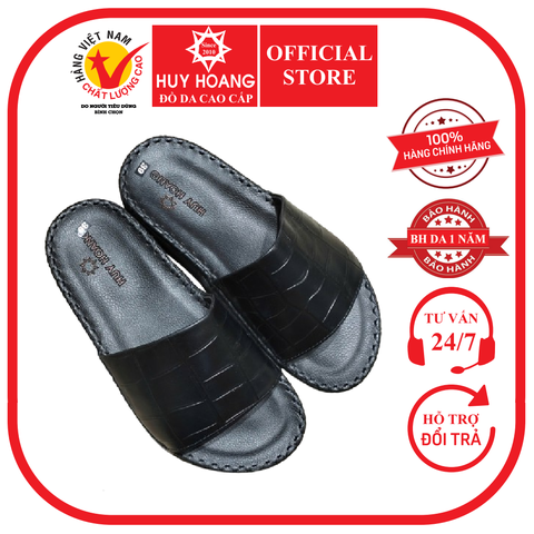 Dép bản nam Huy Hoàng vân cá sấu màu đen HD7153