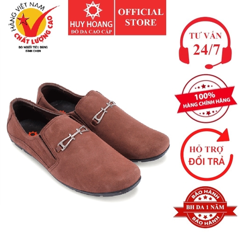 Giày mọi da lộn có khóa màu nâu HD7198