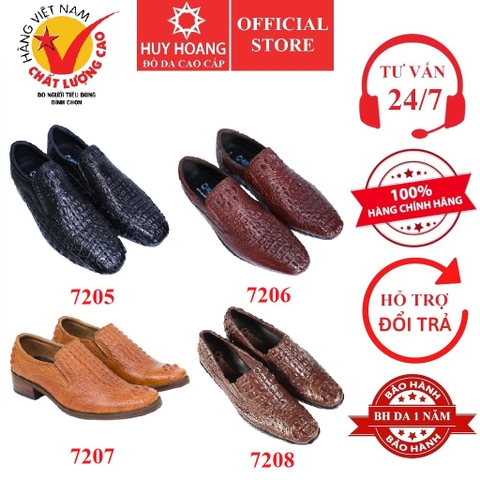 Giày nam da cá sấu nguyên con màu đen, nâu đỏ, vàng bò, nâu đất HD7205-06-07-08