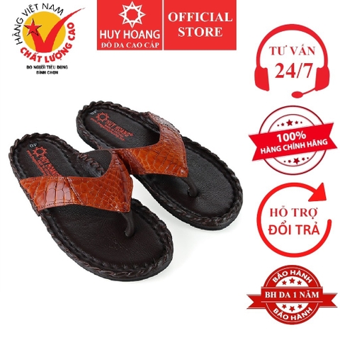 Dép nam da cá sấu kiểu đan màu vàng bò HD7231