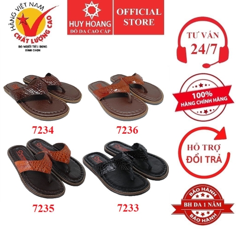 Dép da cá sấu kiểu kẹp màu đen, nâu đất, vàng bò, nâu đỏ HD7233-34-35-36