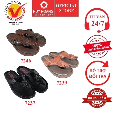 Dép nam đầu cá sấu đen, nâu đỏ, nâu đất HD7237-39-46