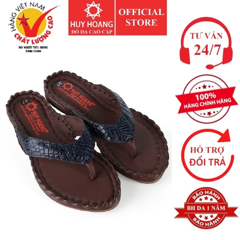 Dép nữ Huy Hoàng da cá sấu màu xanh đậm HD7241
