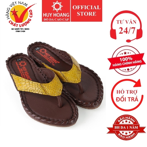 Dép nữ da cá sấu màu vàng nghệ HD7242