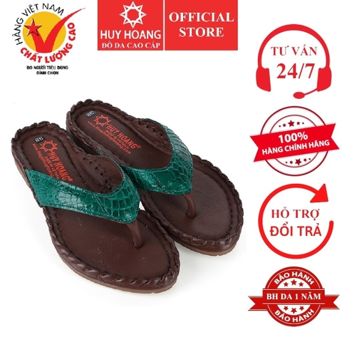 Dép nữ Huy Hoàng da cá sấu màu xanh lá HD7243