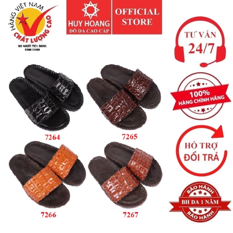 Dép nam Huy Hoàng đầu cá sấu màu đen, nâu đỏ, nâu đất HD7237-39-46