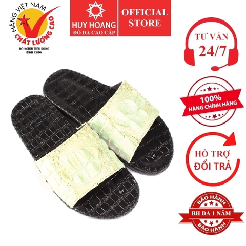 Dép nam Huy Hoàng da cá sấu gù màu trắng HD7286