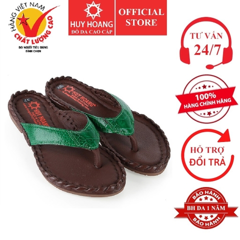 Dép nữ da đà điểu màu xanh lá HD7411