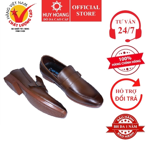 Giày tây nam Huy Hoàng da bò màu nâu đỏ HD7504