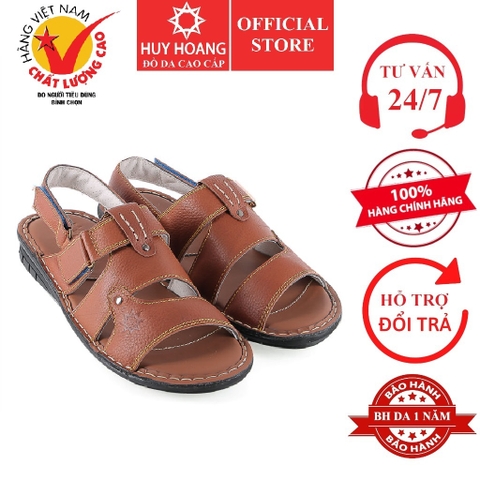 Dép nam da bò quai hậu màu da HD7731