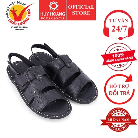 Dép nam Huy Hoàng quai hậu cao cấp màu đen HD7732