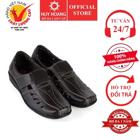 Giày rọ nam Huy Hoàng da bò màu nâu HD7787