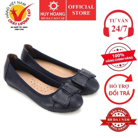 Giày nữ búp bê Huy Hoàng da bò màu xanh đen HD7908
