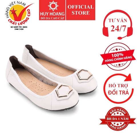 Giày nữ búp bê Huy Hoàng da bò màu trắng HD7913