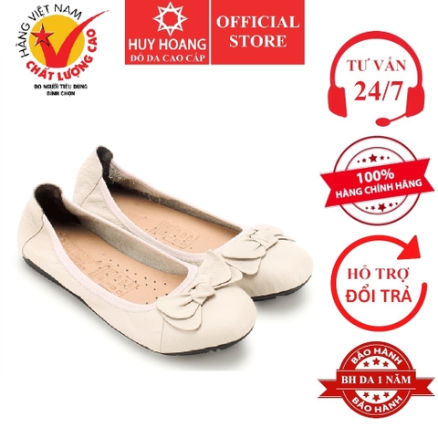 Giày nữ búp bê Huy Hoàng da bò màu kem HD7914