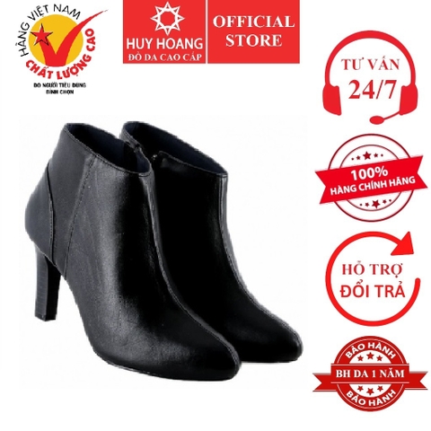 Giày boot nữ da bò cột dây màu đen HD7920