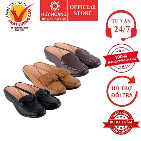 Giày sabo nữ Huy Hoàng da bò màu da, đen, nâu đất HD7935-36-37