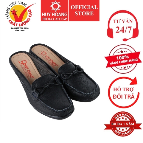 Giày Huy Hoàng sabo nữ da bò màu đen HD7936