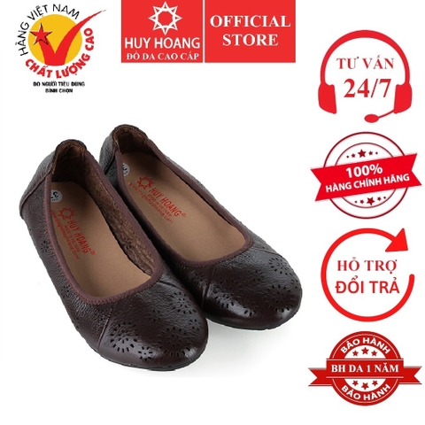 Giày nữ hoa văn da bò màu nâu đất HD7949