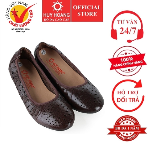Giày nữ hoa văn da bò màu nâu đất HD7952