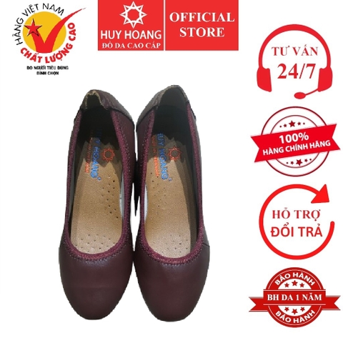 Giày nữ Huy Hoàng da bò 3P da trơn màu nâu đất HD7954