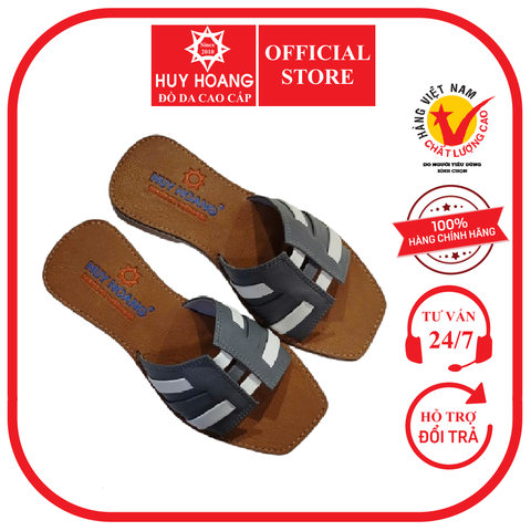 Dép nữ Huy Hoàng cao cấp màu xám phối trắng HD7958