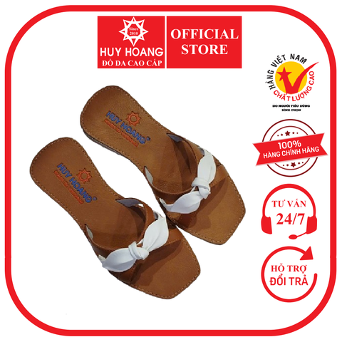 Dép nữ Huy Hoàng cao cấp màu bò phối trắng HD7959