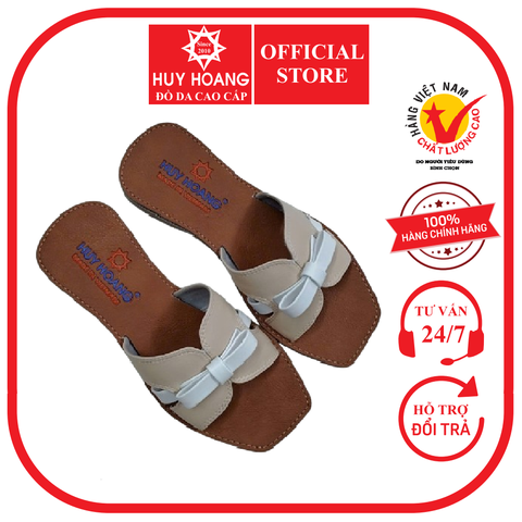 Dép nữ Huy Hoàng cao cấp màu kem phối trắng HD7960